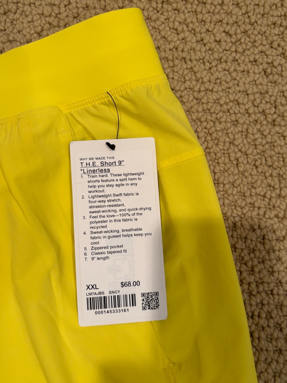 NWT lululemon athletica Bright Yellow Running Shorts - Picture 2 of 4
